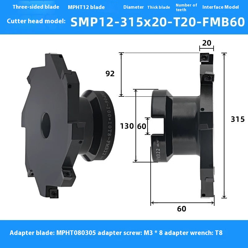 2082-CNC SMP 3 face and face milling cutter head saw blade sleeve indexable milling T-slot cutter head MPHT06 0812 Shandong Denso Pricision Tools Co.,Ltd.